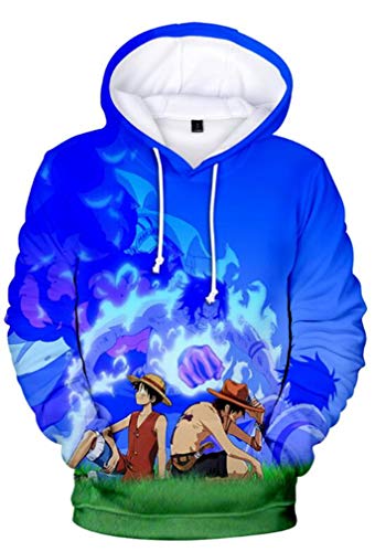 AMOMA Luffy Chopper Anime One Piece Hoodie Kapuzenpullover Sweatshirt für Herren und Damen(M,SitBlue) von AMOMA