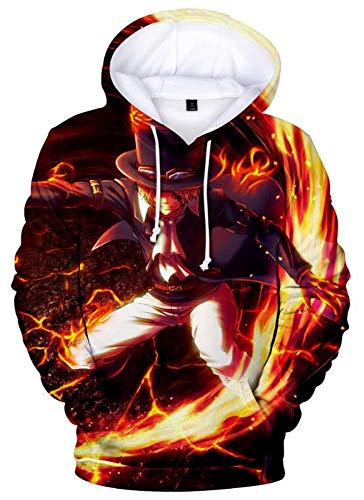 AMOMA Luffy Chopper Anime One Piece Hoodie Kapuzenpullover Sweatshirt für Herren und Damen(XL,SaboFire) von AMOMA