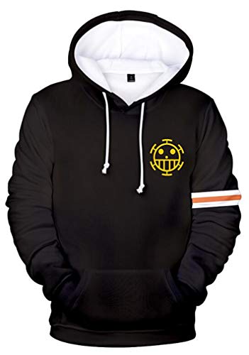 AMOMA Luffy Chopper Anime One Piece Hoodie Kapuzenpullover Sweatshirt für Herren und Damen(XXL,Uniform-Black) von AMOMA