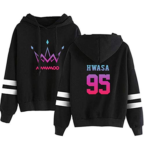 AMOMA Mamamoo KPOP Sport Hoodie Kapuzenpullover Solar Moon Byul Digitaldruck Sweatshirt fur Damen(M,HwaSa95-Black) von AMOMA