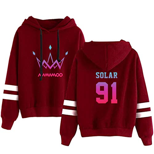 AMOMA Mamamoo KPOP Sport Hoodie Kapuzenpullover Solar Moon Byul Digitaldruck Sweatshirt fur Damen(M,Solar91-DarRed) von AMOMA