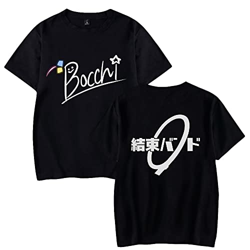 AMOMA Unisex Anime Bocchi The Rock Tees Freizeit Kurzarm Rundhalsausschnitt Komfortabel T-Shirt(L,Bocchi-Black) von AMOMA