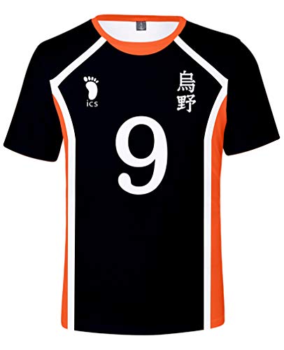 AMOMA Unisex Anime Haikyuu Karasuno High School T-Shirt Freizeit Cosplay Kurzärmliges Tops Tees(L,Karasuno9) von AMOMA