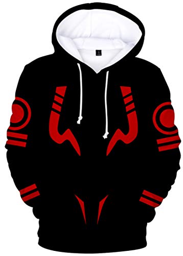 AMOMA Unisex Cosplay Anime Kapuzenpullover Gojo 3D Digitaldruck Langarm Hoodie(L,CosplaySukunaBRed) von AMOMA