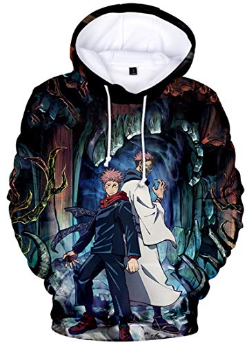 AMOMA Unisex Cosplay Anime Kapuzenpullover Gojo 3D Digitaldruck Langarm Hoodie(M,Cave) von AMOMA