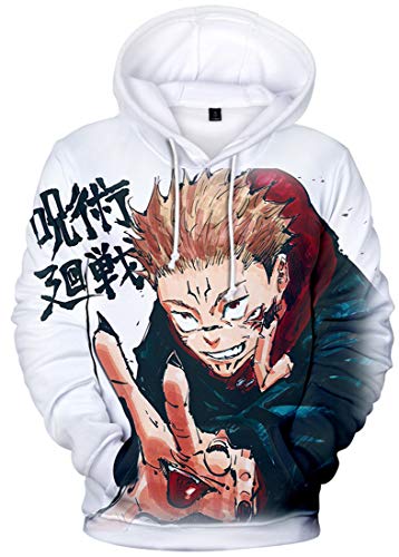 AMOMA Unisex Cosplay Anime Kapuzenpullover Gojo 3D Digitaldruck Langarm Hoodie(M,WhiteOne) von AMOMA