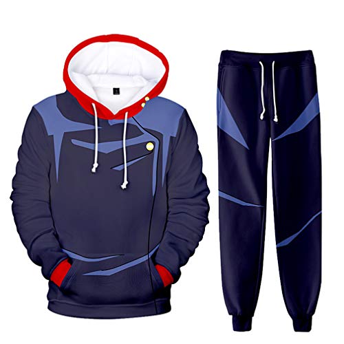 AMOMA Unisex Cosplay Anime Jujutsu Kaisen Kapuzenpullover Hosen Sets 2 Stück Pullover Jogginghose Anzug(2XL,Cosplay Itadori Simple) von AMOMA