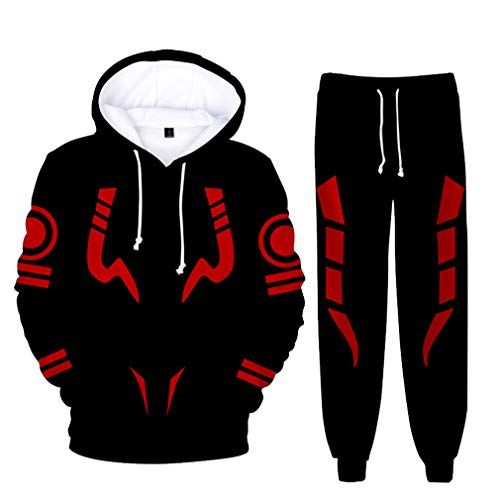 AMOMA Unisex Cosplay Anime Jujutsu Kaisen Kapuzenpullover Hosen Sets 2 Stück Pullover Jogginghose Anzug(2XL,Cosplay Sukuna BRed) von AMOMA