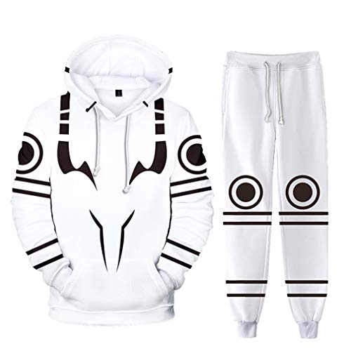 AMOMA Unisex Cosplay Anime Jujutsu Kaisen Kapuzenpullover Hosen Sets 2 Stück Pullover Jogginghose Anzug(2XL,Cosplay Sukuna WB) von AMOMA