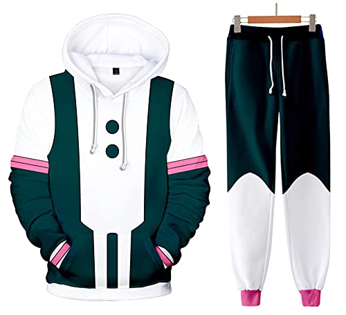 AMOMA Unisex Cosplay Anime My Hero Academia 3D Digitaldruck Outfit Kapuzenpullover Hosen Sets 2 Stück Zweiteilige Anzug(3XL,CosplayOchaco) von AMOMA