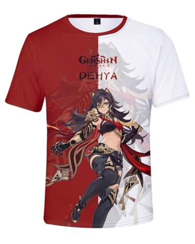AMOMA Unisex Cosplay Game 3D Diditaldruck T-Shirt Freizeit Kurzärmliges Rundhals Tees(M,Dehya-RW) von AMOMA