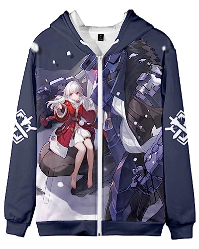 AMOMA Unisex Cosplay Game Honkai Star Rail Zip Hoodie Freizeit Mantel Kapuzenjacke mit Reißverschluss Mit Taschen(4XL,Clara) von AMOMA