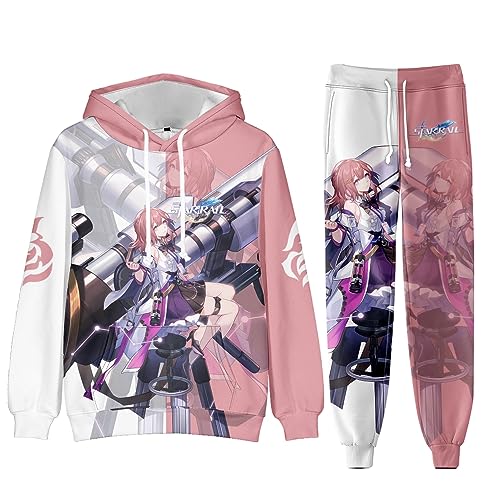 AMOMA Unisex Cosplay Honkai Star Rail Kapuzenpullover Hosen Sets 2 Stück Pullover Jogginghose Anzug(3XL,Asta) von AMOMA