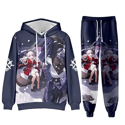 AMOMA Unisex Cosplay Honkai Star Rail Kapuzenpullover Hosen Sets 2 Stück Pullover Jogginghose Anzug(4XL,Clara) von AMOMA