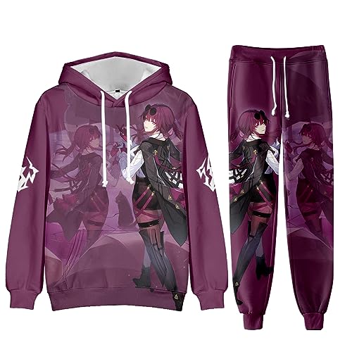 AMOMA Unisex Cosplay Honkai Star Rail Kapuzenpullover Hosen Sets 2 Stück Pullover Jogginghose Anzug(L,Kafka) von AMOMA