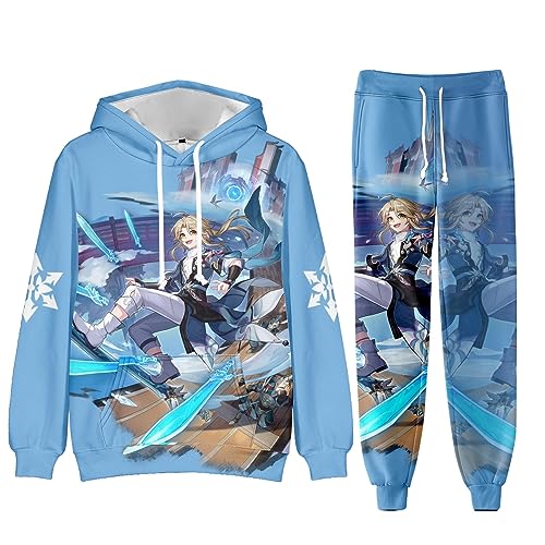 AMOMA Unisex Cosplay Honkai Star Rail Kapuzenpullover Hosen Sets 2 Stück Pullover Jogginghose Anzug(M,YanQing) von AMOMA