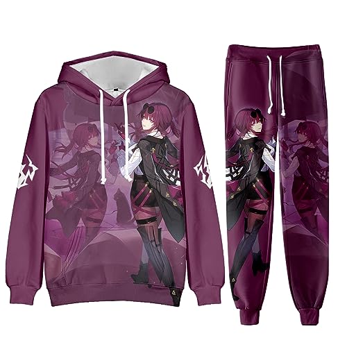 AMOMA Unisex Cosplay Honkai Star Rail Kapuzenpullover Hosen Sets 2 Stück Pullover Jogginghose Anzug(XL,Kafka) von AMOMA