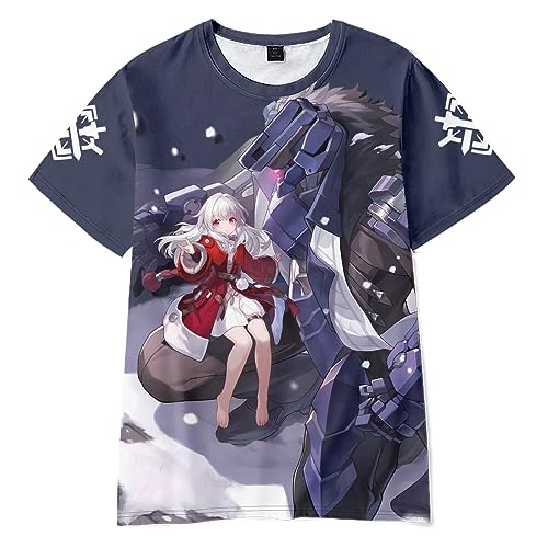 AMOMA Unisex Cosplay Spiel Honkai Star Rail 3D Druck Kurzarm Tees Freizeitl Rundhals T-Shirt(3XL,Clara) von AMOMA