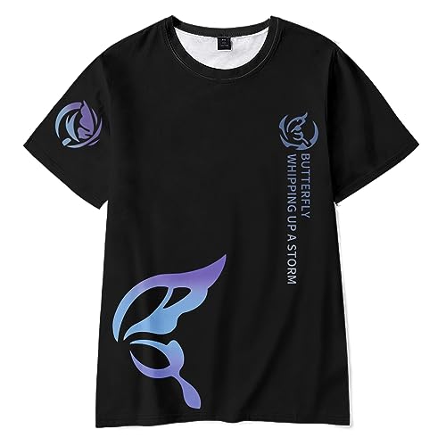 AMOMA Unisex Cosplay Spiel Honkai Star Rail 3D Druck Kurzarm Tees Freizeitl Rundhals T-Shirt(M,ButterflyBlack) von AMOMA