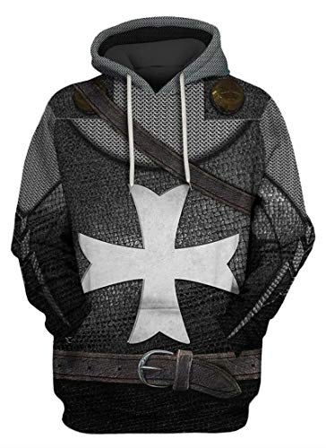 AMOMA Unisex Mittelalterlich Knight Templar Hoodie Historische Figuren Uniform Cosplay Costume Kapuzenpullover(4XL,KnightCross) von AMOMA