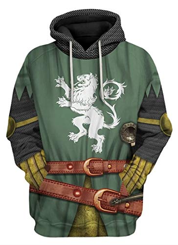 AMOMA Unisex Mittelalterlich Knight Templar Hoodie Historische Figuren Uniform Cosplay Costume Kapuzenpullover(4XL,KnightGreen) von AMOMA