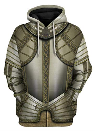 AMOMA Unisex Mittelalterlich Knight Templar Hoodie Historische Figuren Uniform Cosplay Costume Kapuzenpullover(L,KnightArmorBrown) von AMOMA