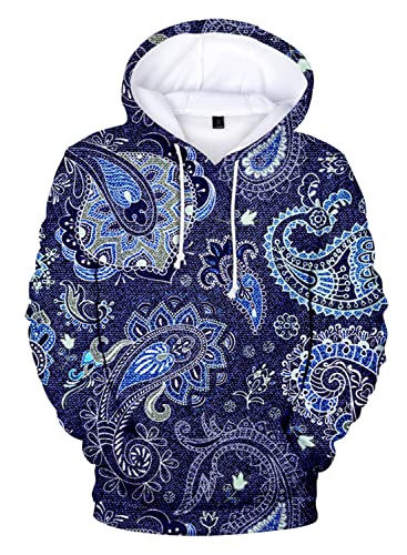 AMOMA Unisex Paisley Cashew Blumen 3D Digitaldruck Hoodie Freizeit Langärm Hawaiisch Kapuzenpullover Sweatshirt(2XL,Color05) von AMOMA