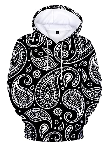 AMOMA Unisex Paisley Cashew Blumen 3D Digitaldruck Hoodie Freizeit Langärm Hawaiisch Kapuzenpullover Sweatshirt(XL,Color01) von AMOMA