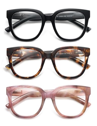 AMOMOMA AM6122 3er Set große quadratische Lesebrille Damen Elegant Retro Niedlich Blaulicht Lesebrille Lesebrille für Damen, Muster C1.black+c2.tortise+c5.pink, 53-21-149 AMOMOMA AM6122 3er Set große quadratische Lesebrille Damen Elegant Retro Niedlich Blaulicht Lesebrille Lesebrille für Damen, Muster C1.black+c2.tortise+c5.pink, 53-21-149 von AMOMOMA