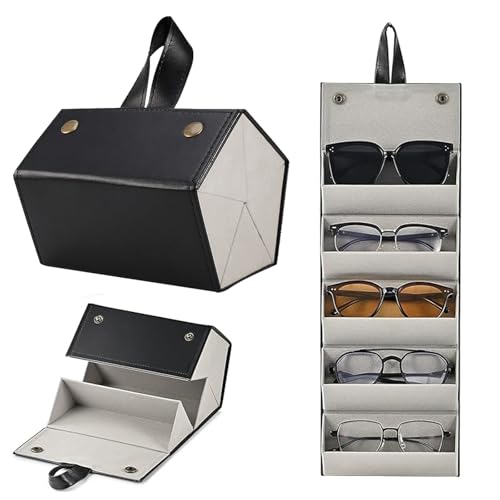 AMONENZ 5-Fach Faltbarer Brillenbox, Tragbarer Schwarzer Leder-Brillenbox für Mehrere Brillen, Sonnenbrillen Organizer zur Aufbewahrung von Brillen, Sonnenbrillen AMONENZ 5-Fach Faltbarer Brillenbox, Tragbarer Schwarzer Leder-Brillenbox für Mehrere Brillen, Sonnenbrillen Organizer zur Aufbewahrung von Brillen, Sonnenbrillen von AMONENZ