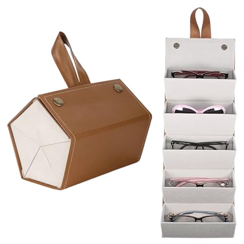AMONENZ Leder Faltbar Glasses case, 5 Fächer Khaki Brillen Organizer, Brillenaufbewahrung Wand kann Verwendet Werden, um Mehrere Brillen Oder Andere Kleine Schmuckstücke Aufzubewahren AMONENZ Leder Faltbar Glasses case, 5 Fächer Khaki Brillen Organizer, Brillenaufbewahrung Wand kann Verwendet Werden, um Mehrere Brillen Oder Andere Kleine Schmuckstücke Aufzubewahren von AMONENZ