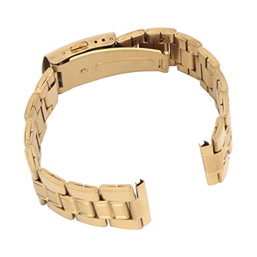 AMONIDA Metall-Armband, Doppelverschluss-Schnalle, Praktischer Schutz, Verstellbares Gold-Edelstahl-Uhrenarmband für Smart Watch für Herren (12mm) von AMONIDA