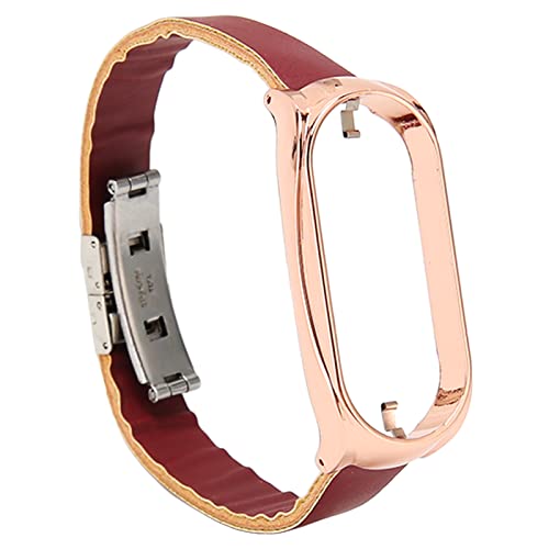 AMONIDA Smart Watch PU-Band, Edelstahl, Tragbares Ersatz-Uhrenarmband, Stoßstangengehäuse, Weich, Modisch, für Männer Zum Laufen (#6) von AMONIDA