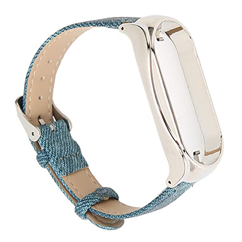 AMONIDA Uhrenarmband, Smartwatch-Armband-Ersatz, Flexibel, Atmungsaktiv, PU-Leder, NFC, für Herren, Sport (Blaues silbernes Stoffetui) von AMONIDA