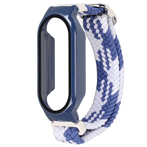 AMONIDA Uhrenarmband-Schutzhülle, Sicherer Displayschutz, Flexibles, Geflochtenes Nylon-Uhrenarmband Zum Laufen (Blaues, weißes und blaues Gehäuse) von AMONIDA