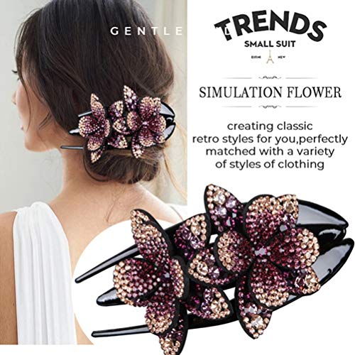 Haarspange mit Doppelter Blume, Haarschmuck, der Frauen für Partys Einen Glänzenden Charme Verleiht (Sortierte Farbe24) von AMONIDA