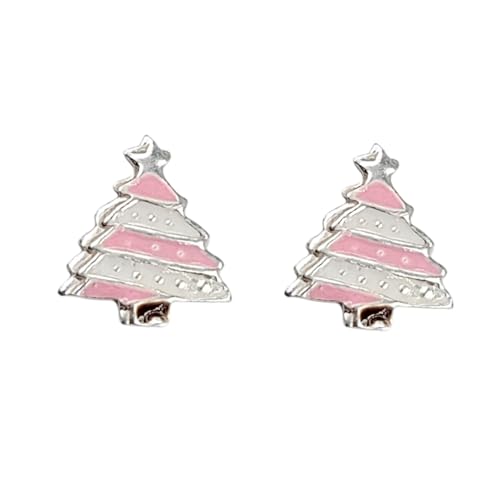 Amonroo 925 Sterling Silver Cute Tree Ear Studs Tiny Christmas Earrings Enamel Cartilage Ear Studs Girls Earrings Minimalist Handmade Gift von AMONROO