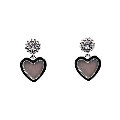 Amonroo 925 Sterling Silver Floral Drop with Mother of pearl Heart Earrings Cubic Zirconia Delicate Earrings For Women Minimalist handmade Gift von AMONROO