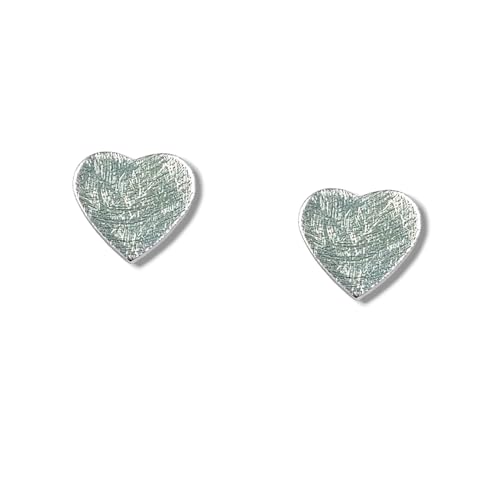 Amonroo Matte Heart Jewellery 925 Sterling Silver Heart Earrings Stylish Stud Earrings for Women Minimalist Handmade Gift for Girlfriend von AMONROO