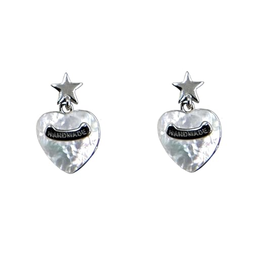 Amonroo Stunning Heart Shaped Dangle Earrings 925 Sterling Silver with Star Drop Delicate Earrings For Women von AMONROO