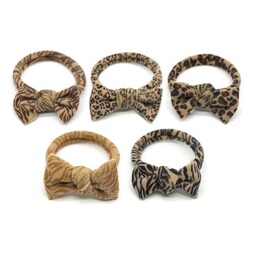 AMOR SPES Haargummis aus Stoff, Leopardenmuster, Schmetterling, elastisch, Haargummis für Damen, Haar-Accessoires, 5 Stück AMOR SPES Haargummis aus Stoff, Leopardenmuster, Schmetterling, elastisch, Haargummis für Damen, Haar-Accessoires, 5 Stück von AMOR SPES