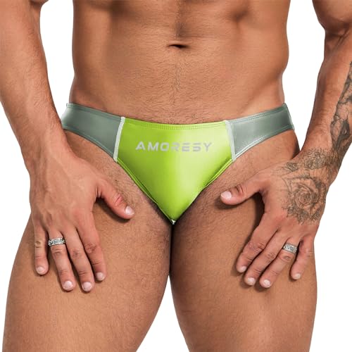 AMORESY Oceanus Range of Spandex Colorblocked Ultra-Low-Rise Swim Briefs(522), Sea Foam, Large von AMORESY