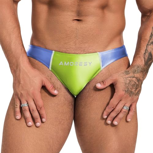 AMORESY Oceanus Range of Spandex Colorblocked Ultra-Low-Rise Swim Briefs(522), Sehr Peri, Large von AMORESY