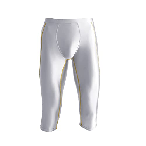 AMORESY ares Herren Fitness Caprihose glänzend atmungsaktiv Laufkompression, Silbergrau, Groß von AMORESY