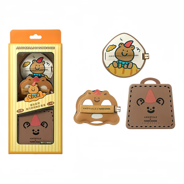 AMORTALS - Tunee Goods Collection Dark Choco Complexion Puffs - puff*2 & case - Bear Duo von AMORTALS