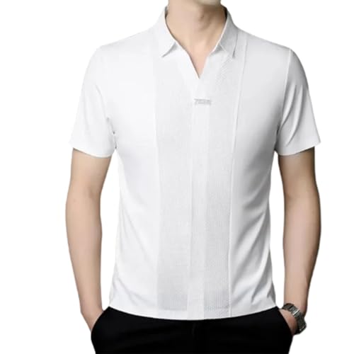 AMOUSD Herrenhemd, Business-Casual-Patchwork-Hemd, Smart-Freizeithemd, schmale Passform, kurzärmelig von AMOUSD