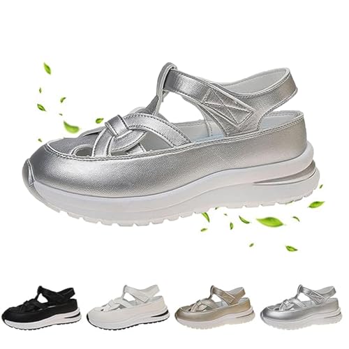 AMOUSDRDR Bomre Shoes 2025 Neue Bomre Orthopädische Sandalen Sommer Plateau Fußgewölbeunterstützung Keilsandalen Strand Boho Urlaub, silber, 40 EU von AMOUSDRDR