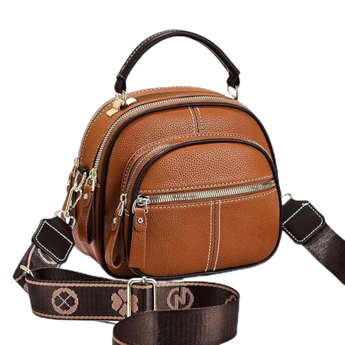 AMOUSDRDR Coefficienta Klassische multifunktionale Fächer, verstellbarer breiter Schultergurt, Leder-Crossbody-Tasche für Damen, braun, Large Capacity von AMOUSDRDR