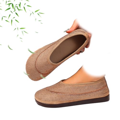 AMOUSDRDR Damen Casual Atmungsaktive Weiche Sohle Walking Schuhe Frauen Strass Atmungsaktive Orthopädische Slip on Walking Schuhe Leichte Bequeme Flache Loafer, khaki, 42 EU AMOUSDRDR Damen Casual Atmungsaktive Weiche Sohle Walking Schuhe Frauen Strass Atmungsaktive Orthopädische Slip on Walking Schuhe Leichte Bequeme Flache Loafer, khaki, 42 EU von AMOUSDRDR
