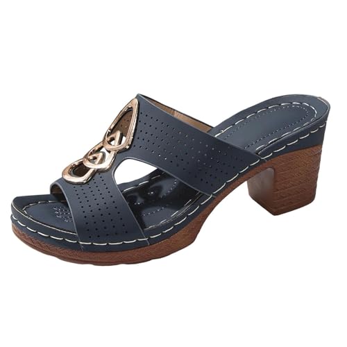 AMOUSDRDR Damen Leder Plateau High Heel Orthopädische Sandalen Wide Fit Keilsandalen mit Fußgewölbeunterstützung Offene Zehen Hausschuhe, Blau a, 40 EU AMOUSDRDR Damen Leder Plateau High Heel Orthopädische Sandalen Wide Fit Keilsandalen mit Fußgewölbeunterstützung Offene Zehen Hausschuhe, Blau a, 40 EU von AMOUSDRDR